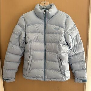 North Face Short 700 Quilt Goose Down Puffer Light BLUE Jacket Small